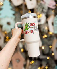 Six Seven Christmas Tumbler Green Hand Holiday Cup UV Design Festive Travel Mug