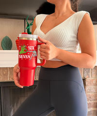Six Seven Christmas Tumbler Green Hand Holiday Cup UV Design Festive Travel Mug