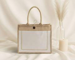 Custom Closure Jute Tote Bag