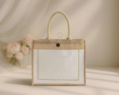 Custom Closure Jute Tote Bag
