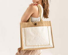 Custom Closure Jute Tote Bag