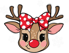 Christmas Girl Reindeer - Christmas Ready to Press DTF Transfer
