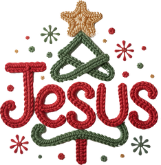 Faux Yarn Crochet Jesus - Christmas Ready to Press DTF Transfer