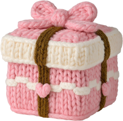 Faux Yarn Crochet Pink Christmas Giftbox - Christmas Ready to Press DTF Transfer