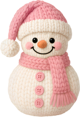 Faux Yarn Crochet Pink Snowman - Christmas Ready to Press DTF Transfer
