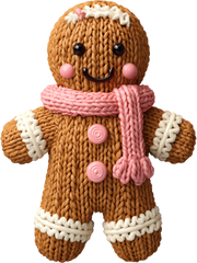 Faux Yarn Crochet Pink Gingerbread Man - Christmas Ready to Press DTF Transfer