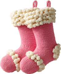 Faux Yarn Crochet Pink Socks - Christmas Ready to Press DTF Transfer