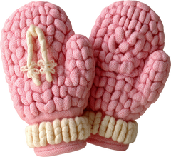 Faux Yarn Crochet Pink Glove - Christmas Ready to Press DTF Transfer