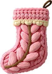 Faux Yarn Crochet Pink Socks - Christmas Ready to Press DTF Transfer