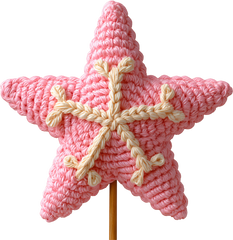Faux Yarn Crochet Pink Star - Christmas Ready to Press DTF Transfer