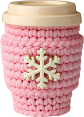 Faux Yarn Crochet Pink Coffee Cup - Christmas Ready to Press DTF Transfer