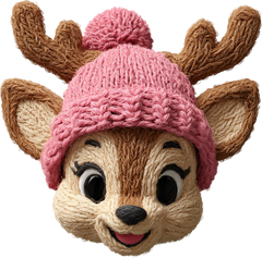 Faux Yarn Crochet Pink Reindeer - Christmas Ready to Press DTF Transfer