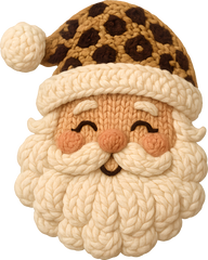 Faux Yarn Crochet Leopard Santa - Christmas Ready to Press DTF Transfer