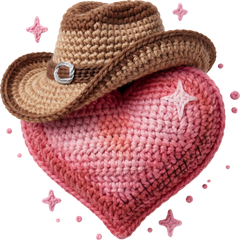 Faux Yarn Crochet Western Heart - Valentines Day Ready to Press DTF Transfer