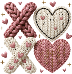 Faux Yarn Crochet Valentine Heart Xoxo - Valentines Day Ready to Press DTF Transfer