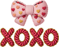 Faux Yarn Crochet Valentine Bow Xoxo - Valentines Day Ready to Press DTF Transfer