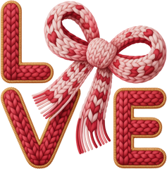 Faux Yarn Crochet Bow Love - Valentines Day Ready to Press DTF Transfer