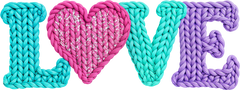 Faux Yarn Crochet Valentine Heart Love - Valentines Day Ready to Press DTF Transfer