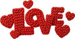 Faux Yarn Crochet Red Heart Love - Valentines Day Ready to Press DTF Transfer