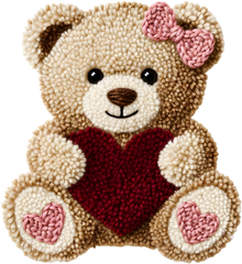 Faux Yarn Crochet Valentine Teddy Bear - Valentines Day Ready to Press DTF Transfer