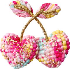 Latch Hook Cherry Hearts - Valentines Day Ready to Press DTF Transfer