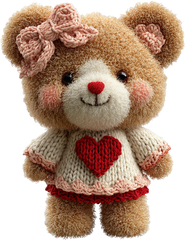 Faux Yarn Valentine Teddy Bear - Valentines Day Ready to Press DTF Transfer