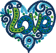 Faux Yarn Crochet Valentine Blue Love Heart - Valentines Day Ready to Press DTF Transfer