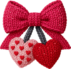 Faux Yarn Coquette Cherry Valentine - Valentines Day Ready to Press DTF Transfer