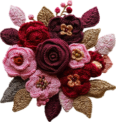 Faux Yarn Valentine Flowers - Valentines Day Ready to Press DTF Transfer