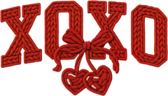 Faux Yarn Red Cherry Xoxo - Valentines Day Ready to Press DTF Transfer