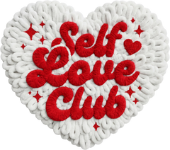 Faux Yarn Crochet Valentine White Heart Self Love Club - Valentines Day Ready to Press DTF Transfer