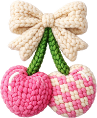 Faux Latch Hook Cherry - Valentines Day Ready to Press DTF Transfer