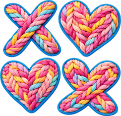 Faux Yarn Knitted Colorful Heart - Valentines Day Ready to Press DTF Transfer