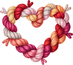 Faux Yarn Crochet Valentine Heart - Valentines Day Ready to Press DTF Transfer