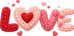 Faux Yarn Valentine Heart Love - Valentines Day Ready to Press DTF Transfer