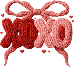 Faux Yarn Crochet Bow Xoxo - Valentines Day Ready to Press DTF Transfer
