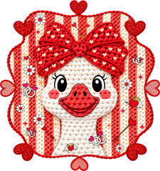 Faux Yarn Crochet Valentine Goose - Valentines Day Ready to Press DTF Transfer