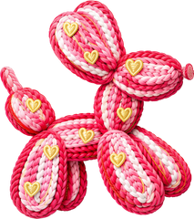 Faux Yarn Valentine Balloon Dog - Valentines Day Ready to Press DTF Transfer