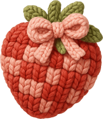 Faux Yarn Crochet Valentine Strawberry - Valentines Day Ready to Press DTF Transfer