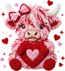 Latch Hook Valentine Highland Cow - Valentines Day Ready to Press DTF Transfer
