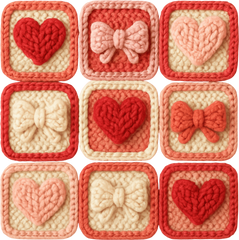 Faux Yarn Valentine Heart Bow - Valentines Day Ready to Press DTF Transfer