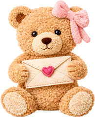 Faux Yarn Crochet Teddy With Love Letter - Valentines Day Ready to Press DTF Transfer