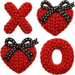 Faux Yarn Crochet Red Heart Xoxo - Valentines Day Ready to Press DTF Transfer