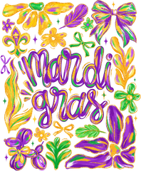 Mardi Gras Flower Bow Dog Balloon - Mardi Gras Ready to Press DTF Transfer
