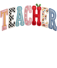 Faux Yarn Teacher Apple Checkered - School Ready to Press DTF Transfer