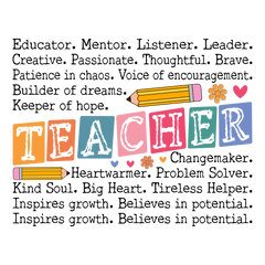 Teacher Words Teacher - School Ready to Press DTF Transfer