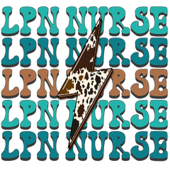 LPN Nurse Cowhide Lightning Bolt - Nurse Ready to Press DTF Transfer