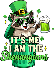 St Patricks Day Funny Raccoon - St Patricks Day Ready to Press DTF Transfer