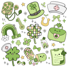 Kawaii St Patricks Day Nurse Medical - St Patricks Day Ready to Press DTF Transfer