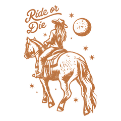 Ride or Die Western Cowgirl Horse Illustration – Rodeo Ready to Press DTF Transfer